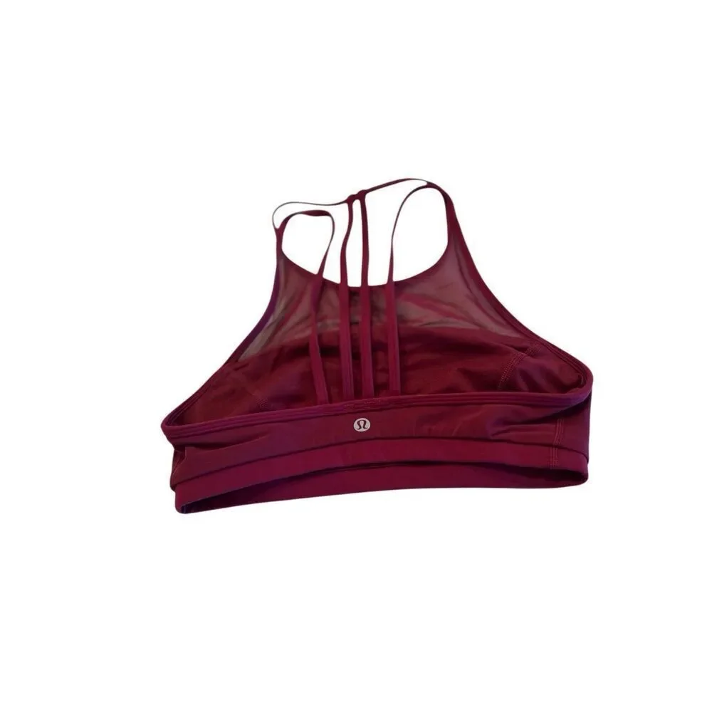 Lululemon Women's Get Set Mesh Strappy Back Gym Yoga Sports Bra Deep Luxe Size 4